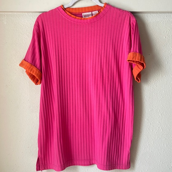 Vintage Huntington Ridge two toned short sleeve ribbed style tee - Picture 1 of 5